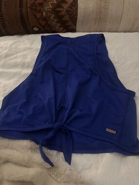 Alala Royal Blue Mesh Tie-Front Crop Tank